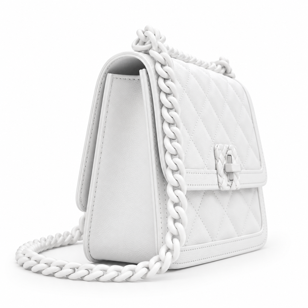 CH&K Quilted Chain Shoulder Bag – White