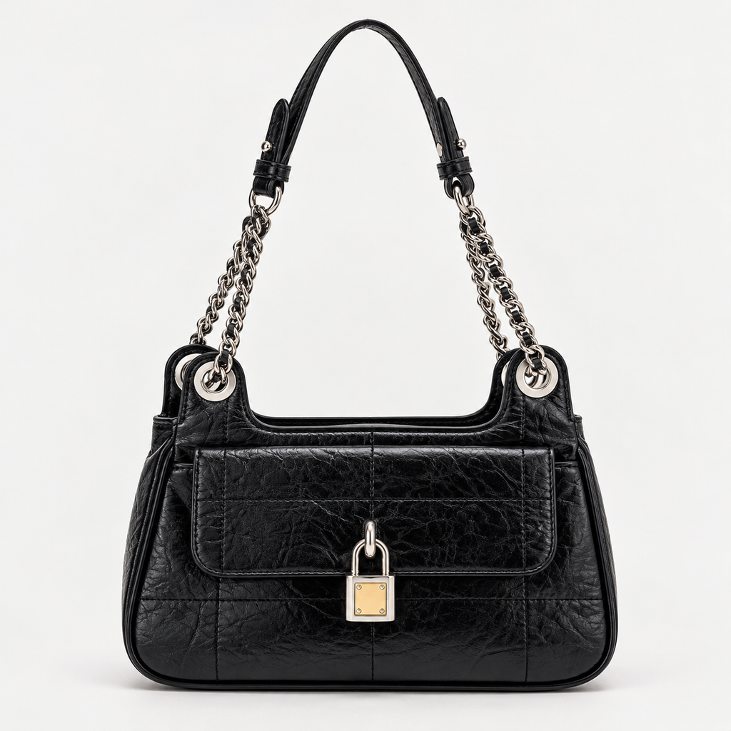 CH&K Black Quilted Shoulder Bag with Chain Strap