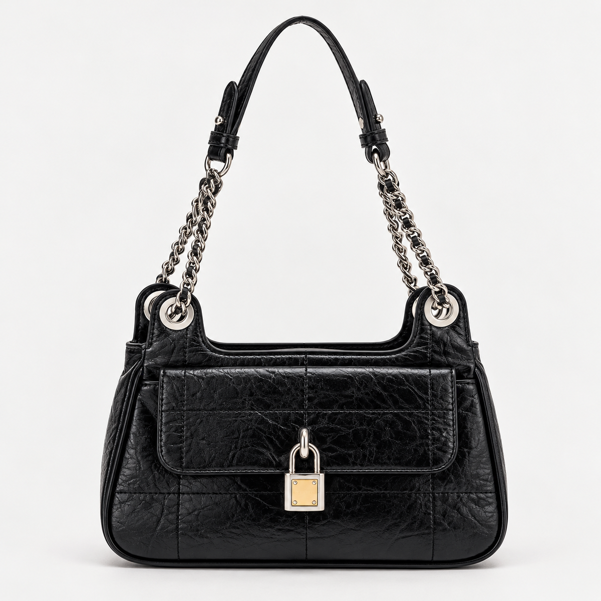 CH&K Black Quilted Shoulder Bag with Chain Strap