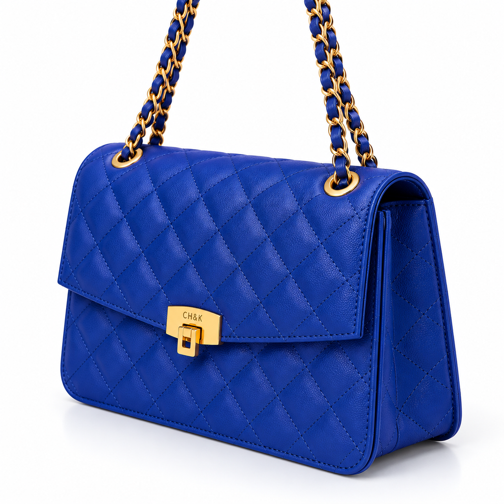 CH&amp;K Quilted Chain Shoulder Bag – Royal Blue