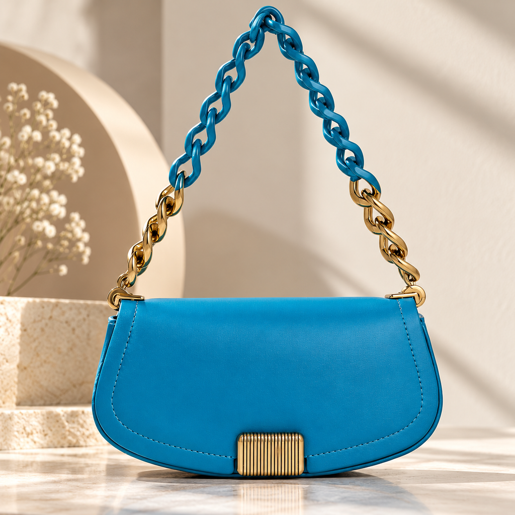 CH&K Turquoise Blue Chain Shoulder Bag