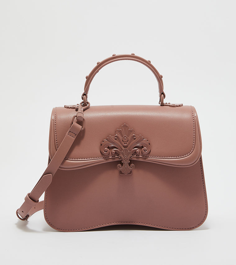 Meriah studded top handle bag in mauve
