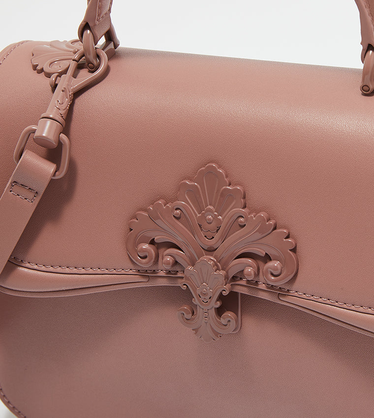 Meriah studded top handle bag in mauve