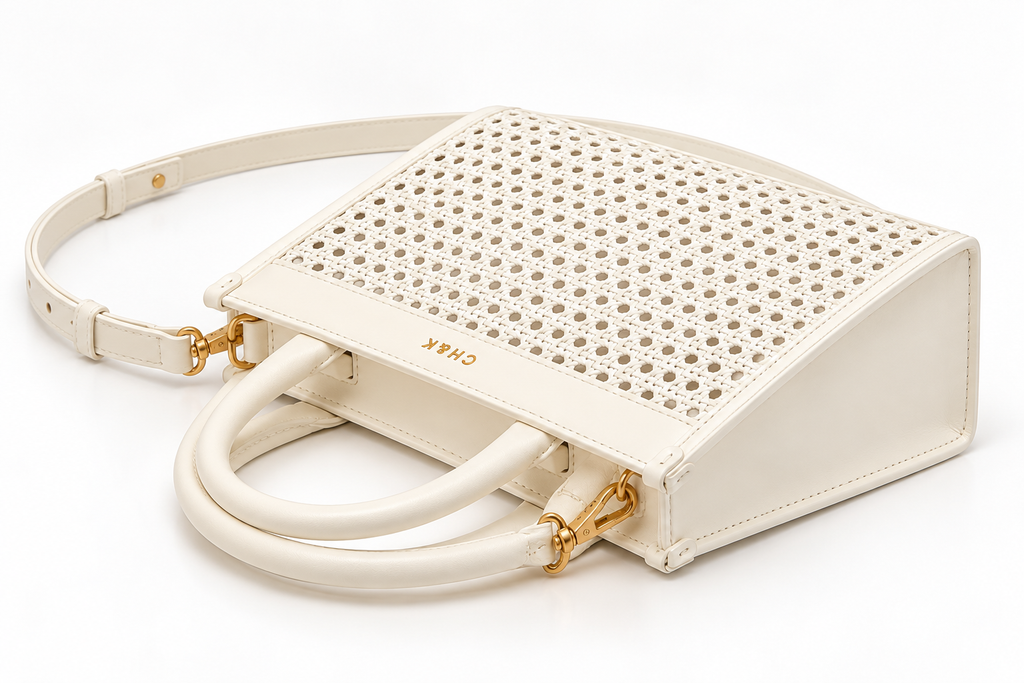 CH&K Elegant Ivory Woven Tote Bag