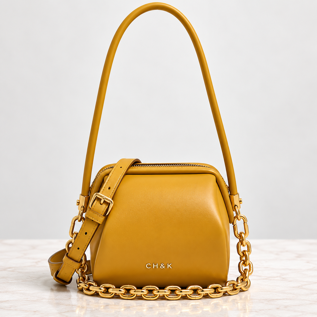 CH&K Sculptural Mini Shoulder Bag – Green & Mustard