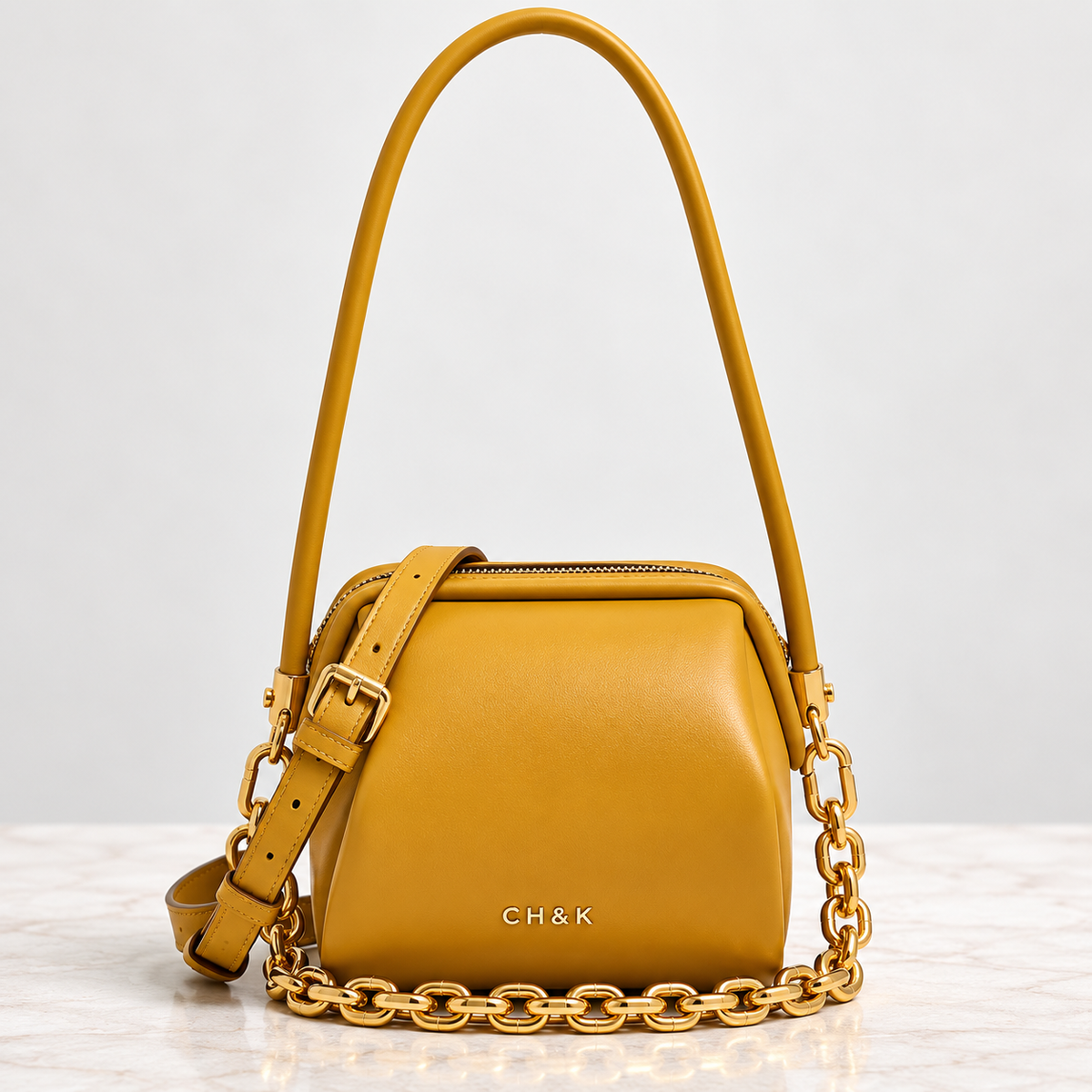 CH&K Sculptural Mini Shoulder Bag – Green & Mustard