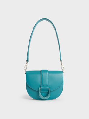 Mini Gabine Leather Saddle Bag with a gem-encrusted buckle