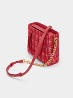 Georgette Tweed Square Tote Bag - Red