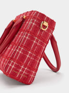 Georgette Tweed Square Tote Bag - Red