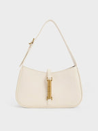 Cesia Metallic-Accent Shoulder Bag - Cream