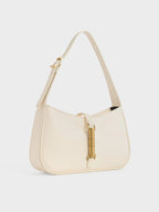 Cesia Metallic-Accent Shoulder Bag - Cream