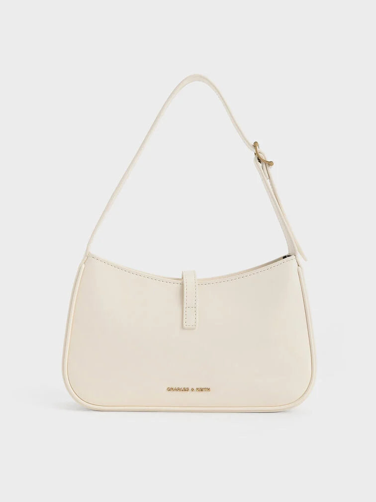 Cesia Metallic-Accent Shoulder Bag - Cream