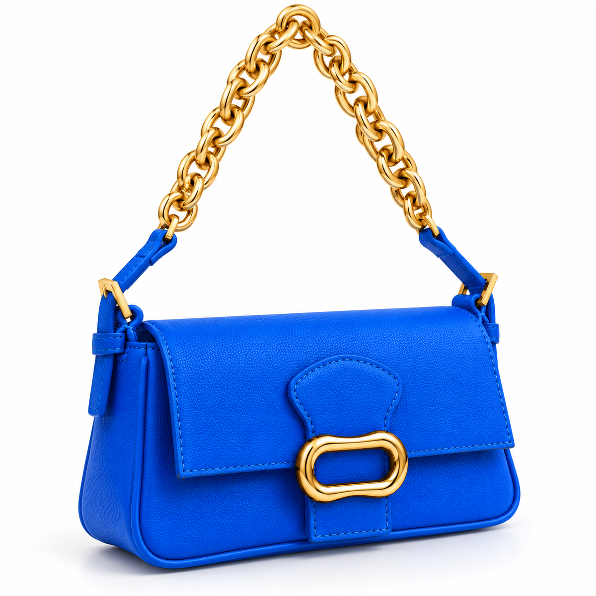 CH&K Electric Blue Mini Shoulder Bag – Gold Chain Edition