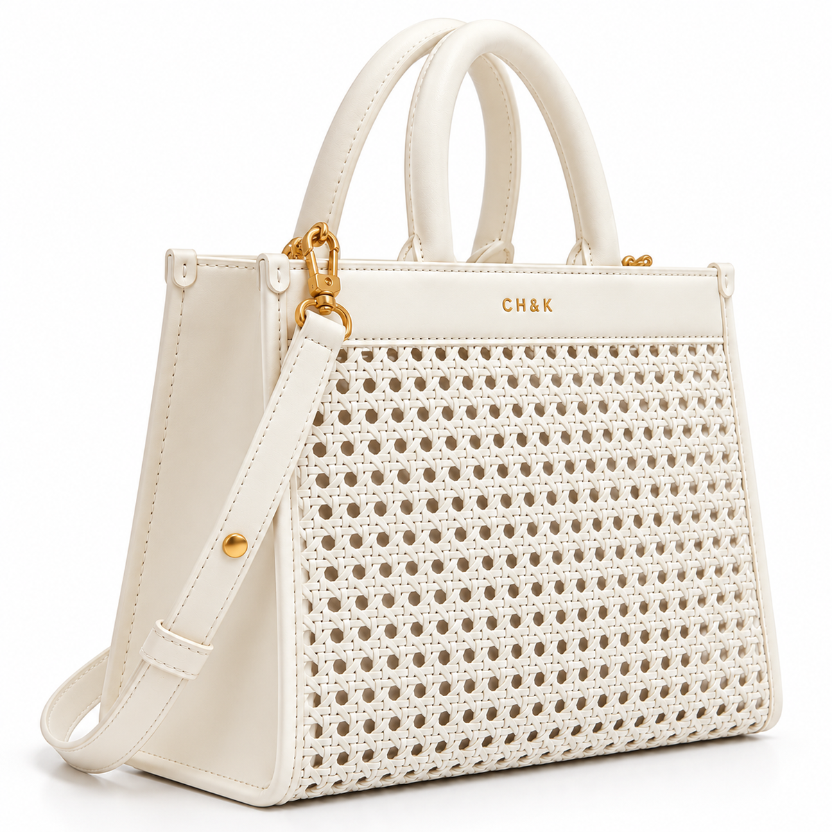 CH&K Elegant Ivory Woven Tote Bag