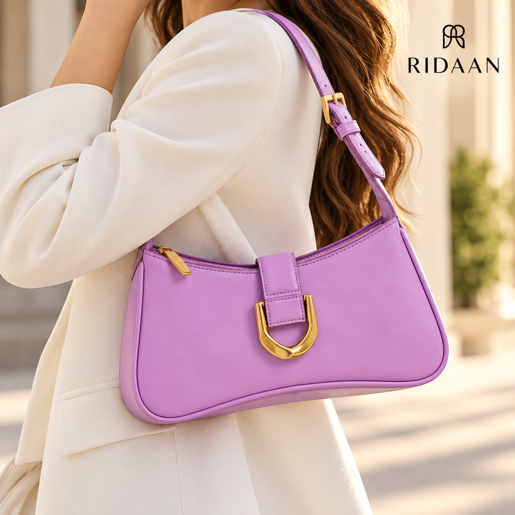 CH&K Elegant Lavender Shoulder Bag – Gold Buckle Edition