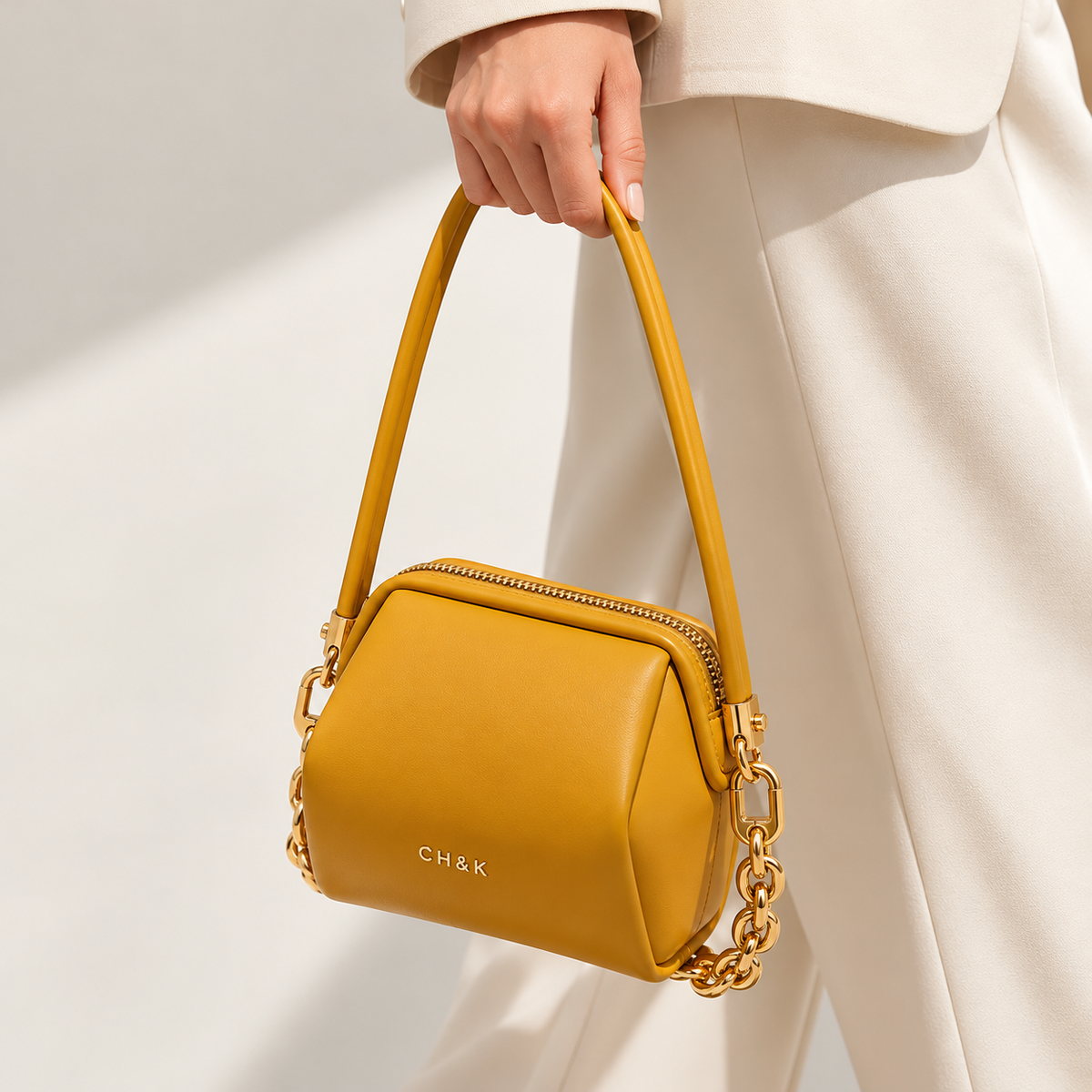 CH&K Sculptural Mini Shoulder Bag – Green & Mustard