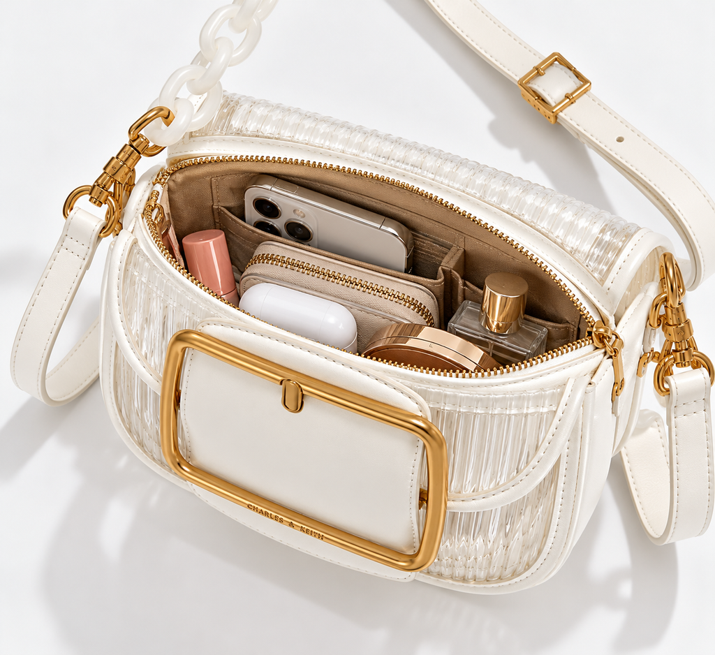 CH&K Ivory Transparent Shoulder Bag – Gold Buckle Edition