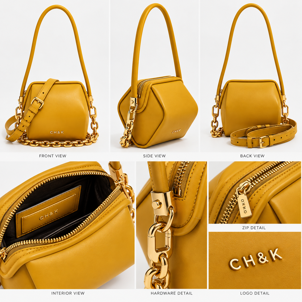 CH&K Sculptural Mini Shoulder Bag – Green & Mustard