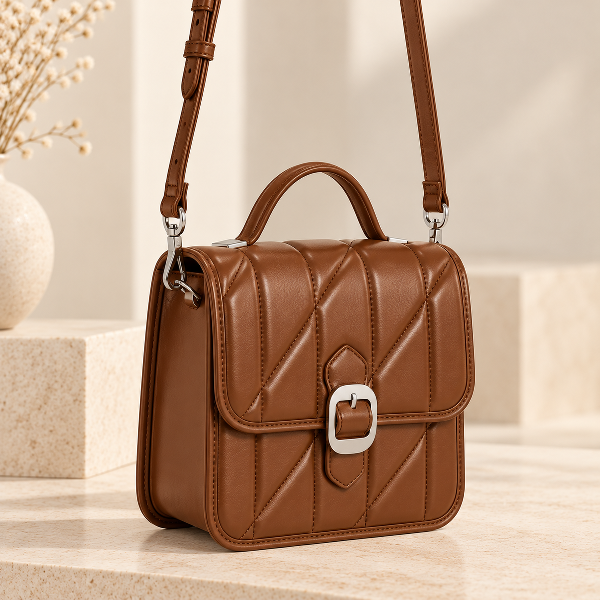 CH&K Quilted Convertible Mini Bag – Brown