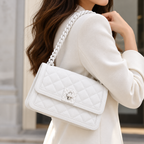 CH&K Quilted Chain Shoulder Bag – White