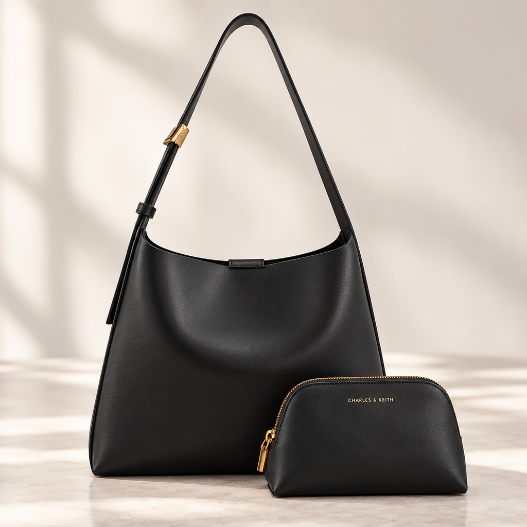 Elegant Adjustable Shoulder Bag with Matching Pouch – 4 Colors