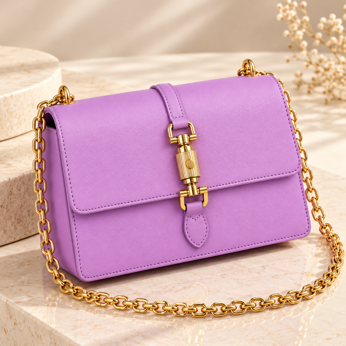 CH&K Lavender Purple Chain Shoulder Bag