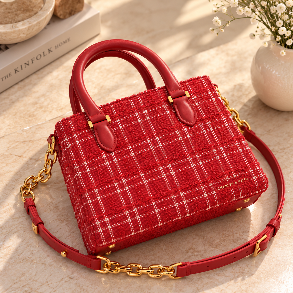 CH&K Red Tweed Mini Tote Bag