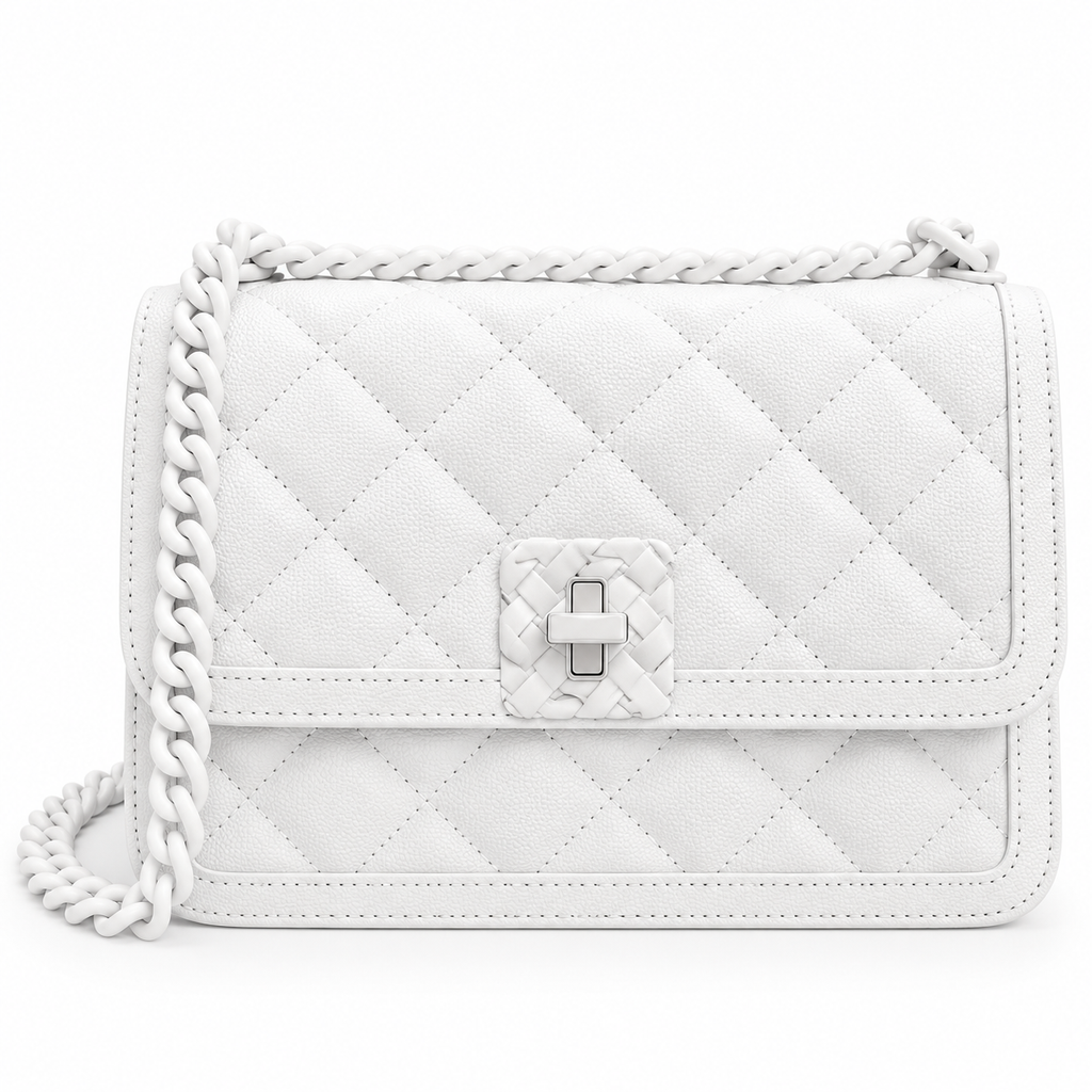 CH&K Quilted Chain Shoulder Bag – White