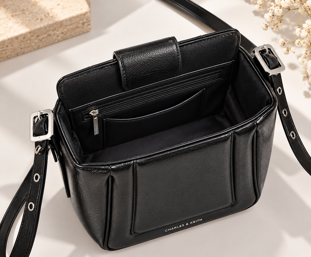 CH&K Black Structured Shoulder Bag