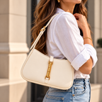 CH&K Ivory Elegant Shoulder Bag – Gold Accent Edition