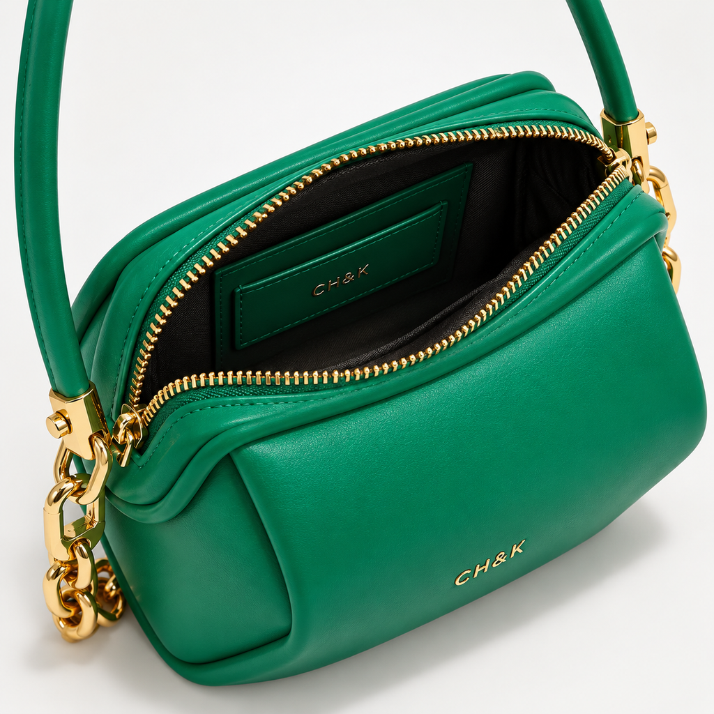 CH&K Sculptural Mini Shoulder Bag – Green & Mustard