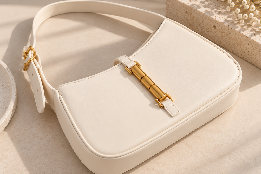 CH&K Ivory Elegant Shoulder Bag – Gold Accent Edition