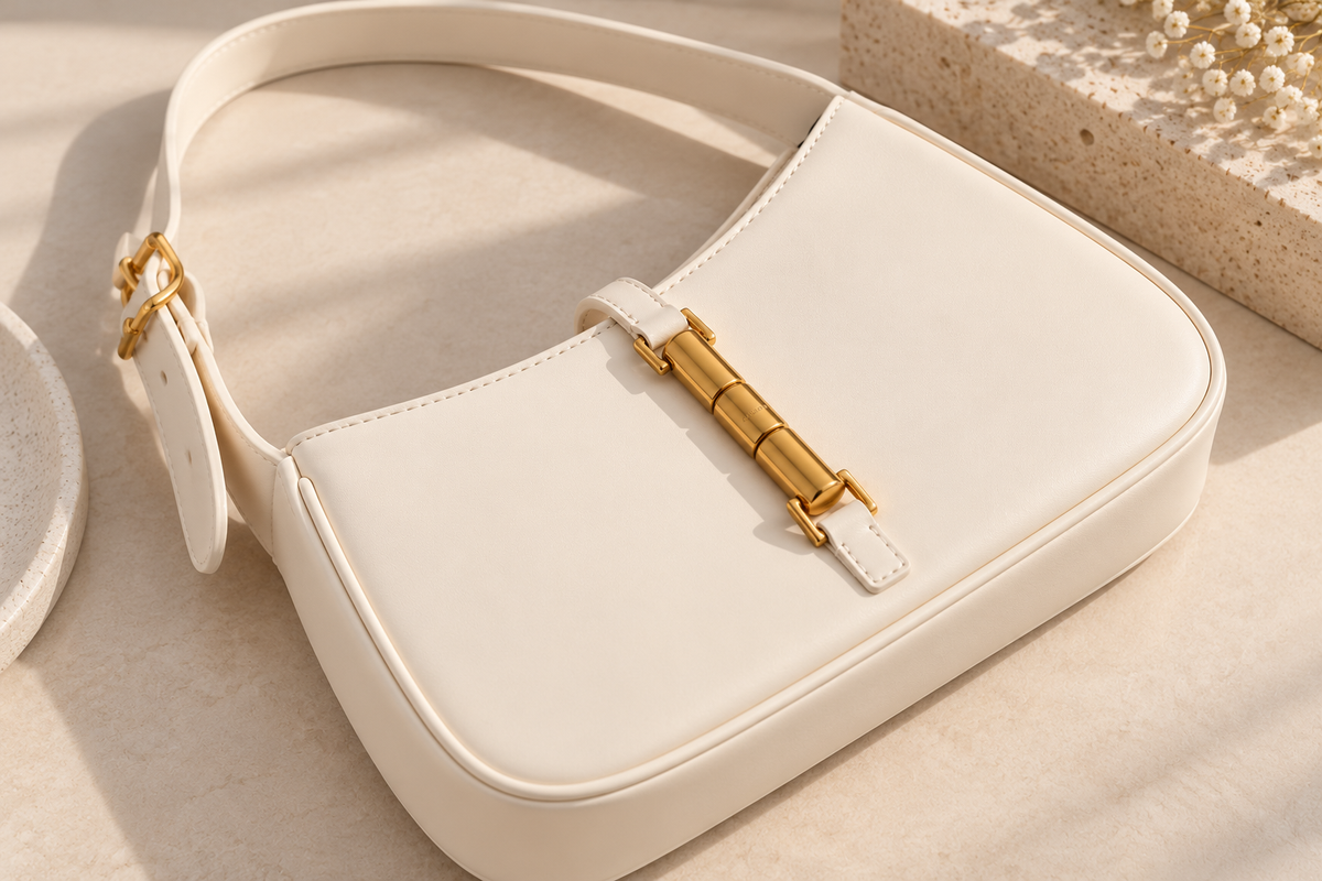 CH&K Ivory Elegant Shoulder Bag – Gold Accent Edition