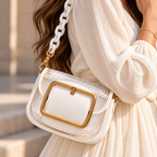 CH&K Ivory Transparent Shoulder Bag – Gold Buckle Edition