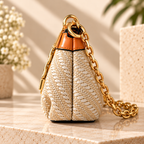 CH&K Woven Raffia Shoulder Bag – Beige & Tan
