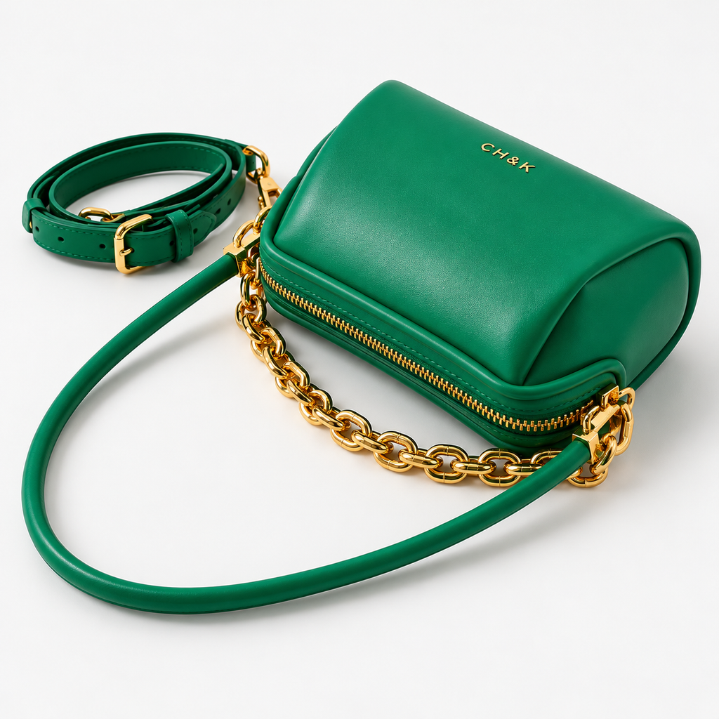 CH&K Sculptural Mini Shoulder Bag – Green & Mustard