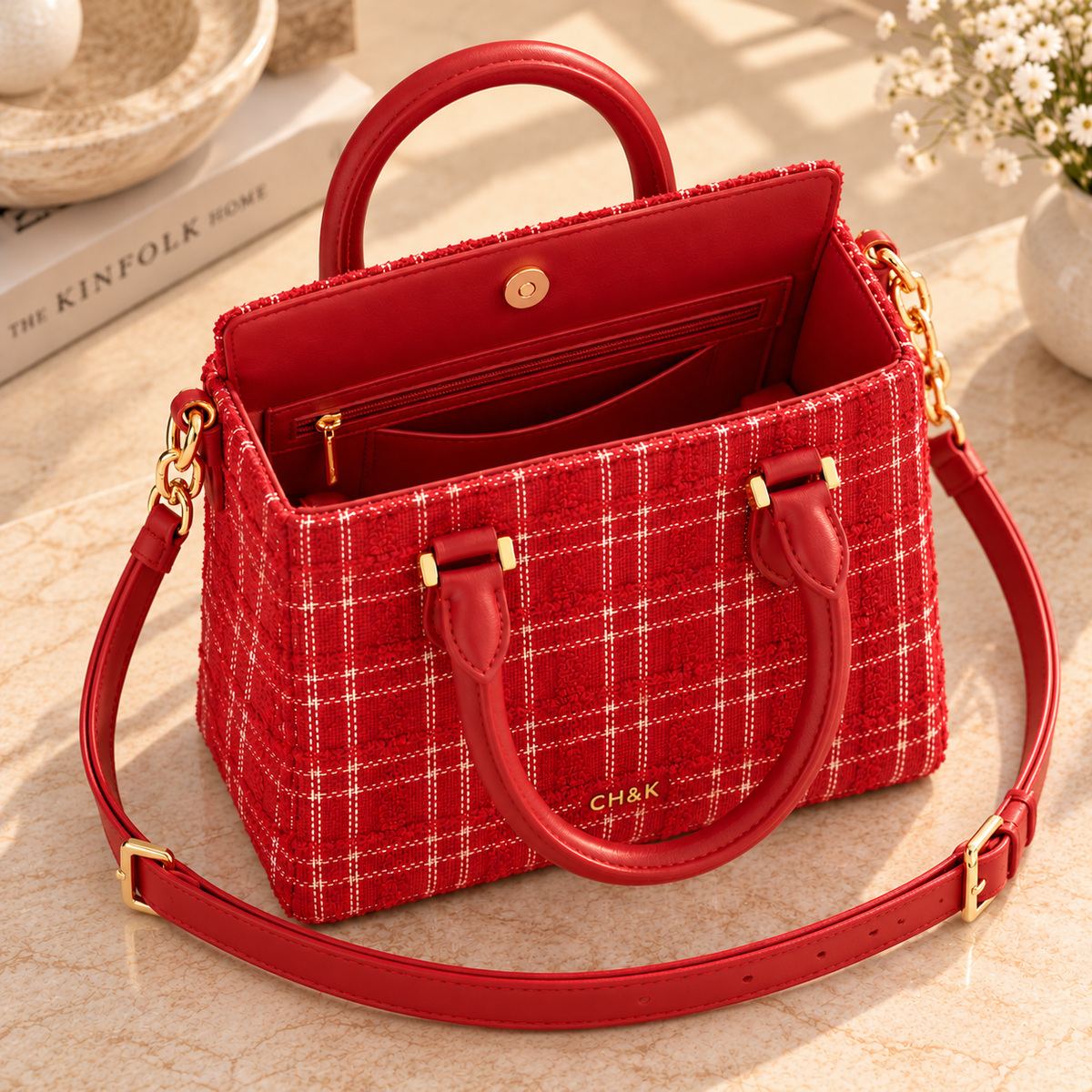 CH&K Red Tweed Mini Tote Bag