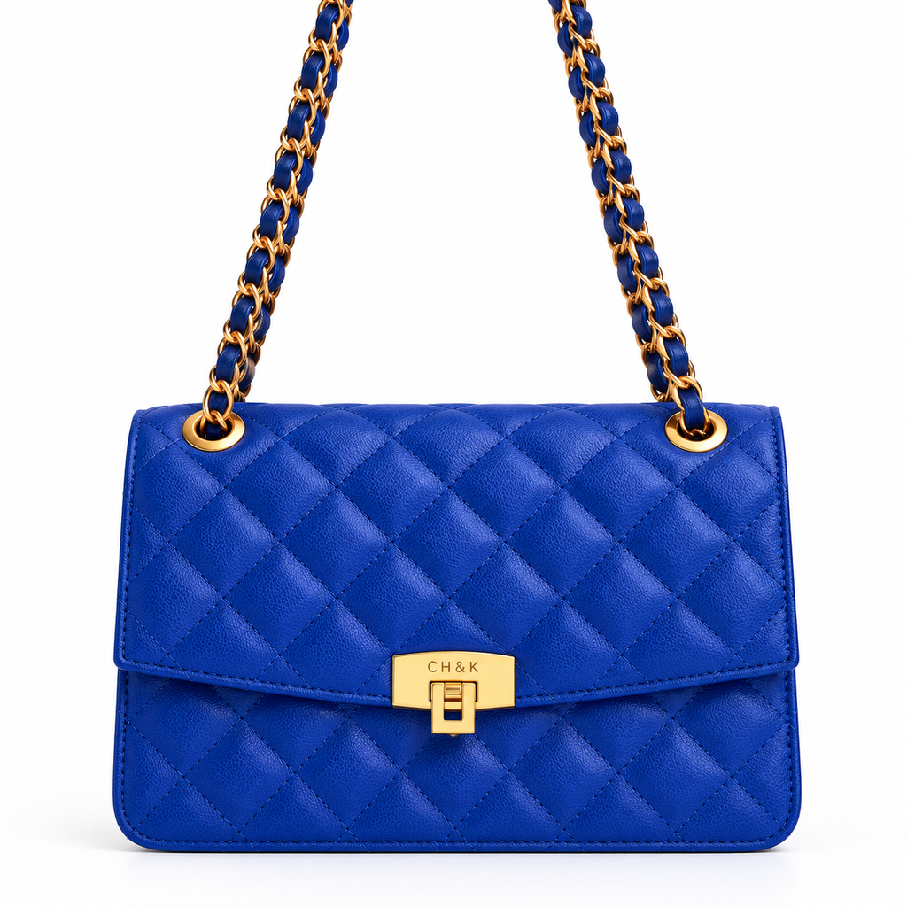CH&amp;K Quilted Chain Shoulder Bag – Royal Blue