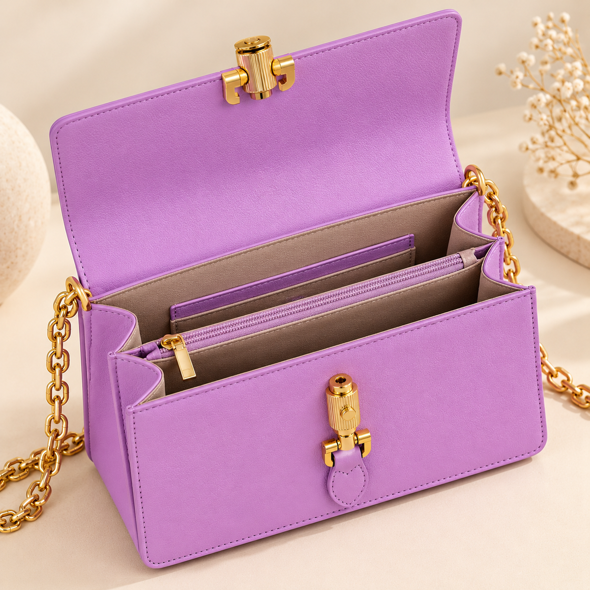 CH&K Lavender Purple Chain Shoulder Bag