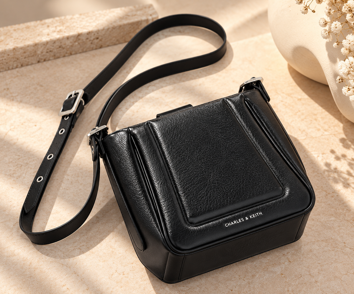 CH&K Black Structured Shoulder Bag