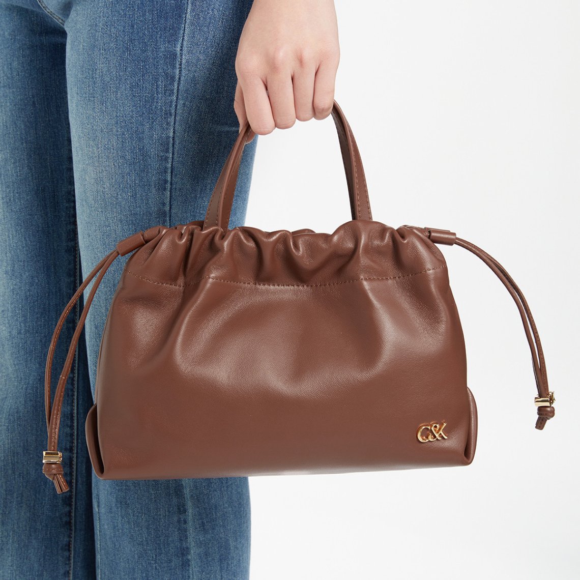 Soft Leather Drawstring Cloud Bag