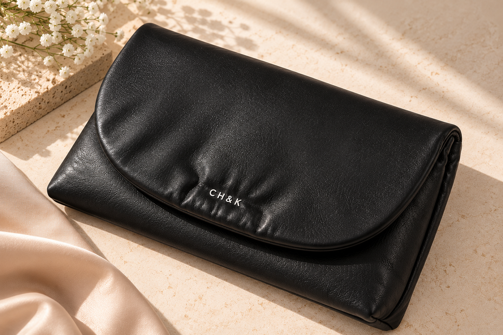 CH&K Soft Ruched Clutch Bag – Black