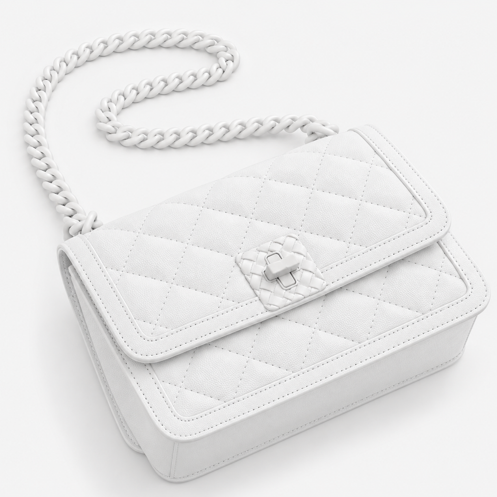 CH&K Quilted Chain Shoulder Bag – White