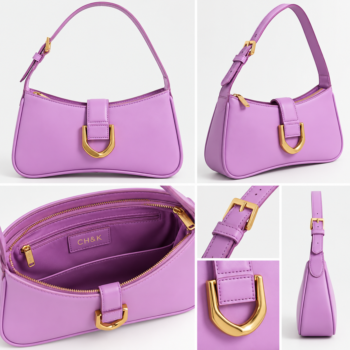 CH&K Elegant Lavender Shoulder Bag – Gold Buckle Edition