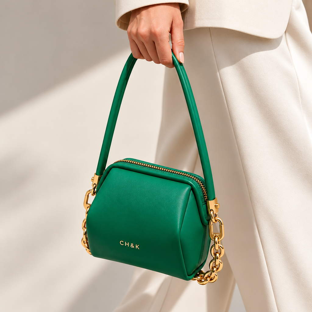 CH&K Sculptural Mini Shoulder Bag – Green & Mustard