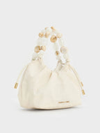 Aviary Beaded Acrylic Handle Slouchy Bag.