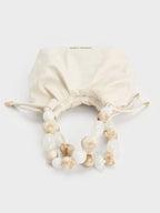 Aviary Beaded Acrylic Handle Slouchy Bag.
