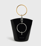Black Patent Bracelet Bucket Bag