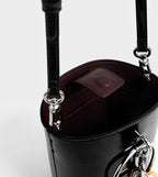 Black Patent Bracelet Bucket Bag