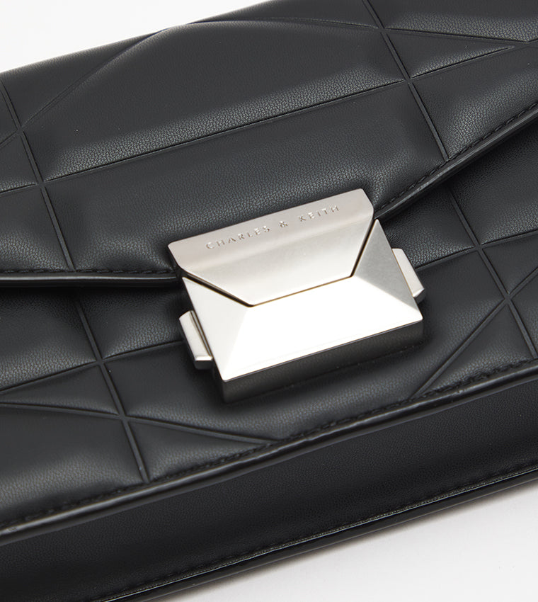 Blanche Chevron Chain Handle Bag in black.